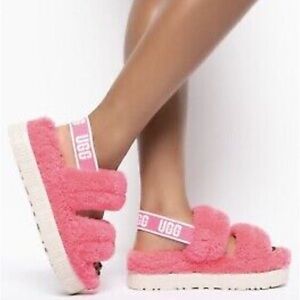 UGG oh Fluffita Yeah Slide Slipper Sandal Sheepskin 7 Liliana Pink slides fuzzy